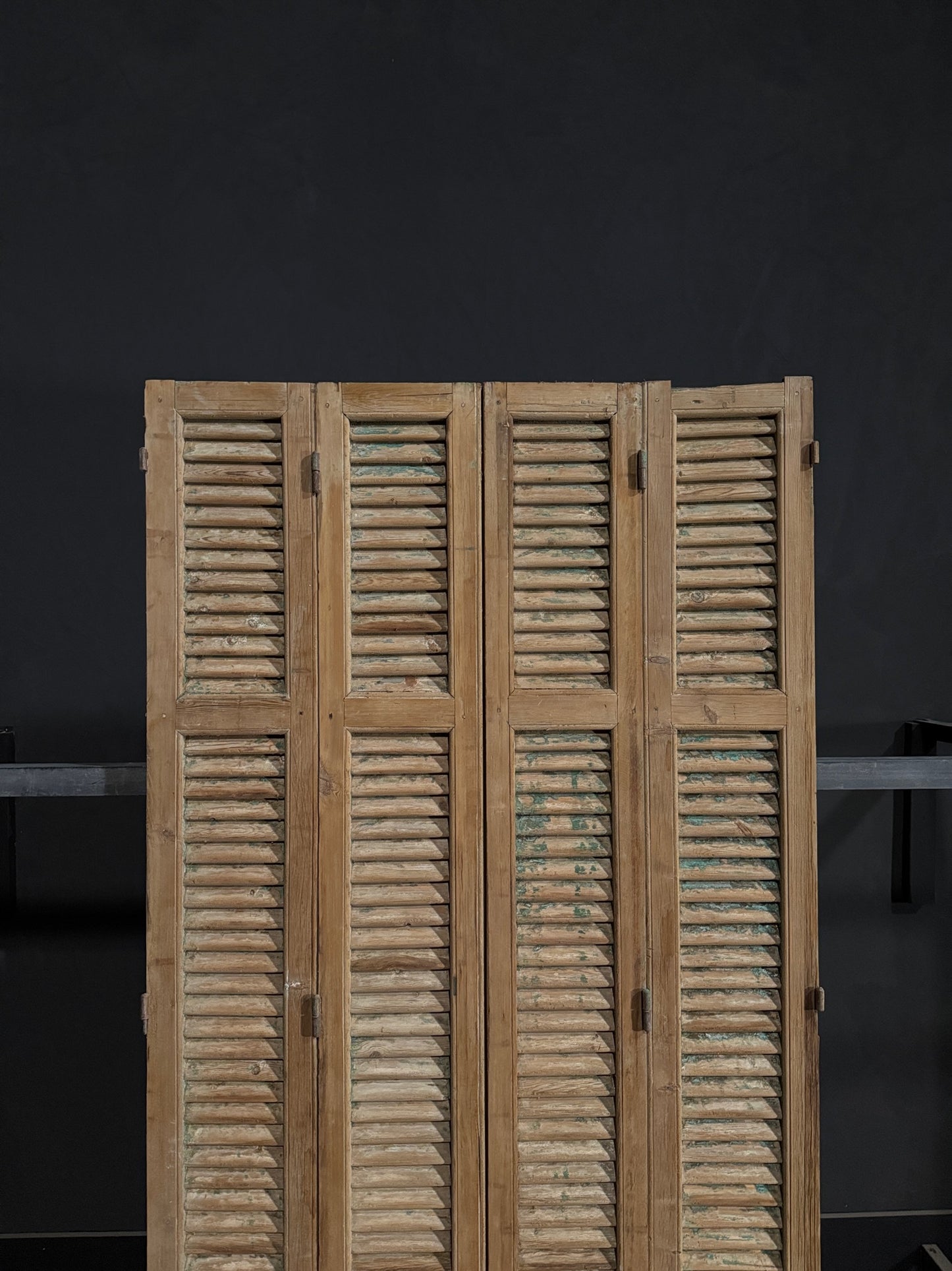 Antique Louvered 3 Panel Bi-Fold Doors - 44.25x85.5 - N302