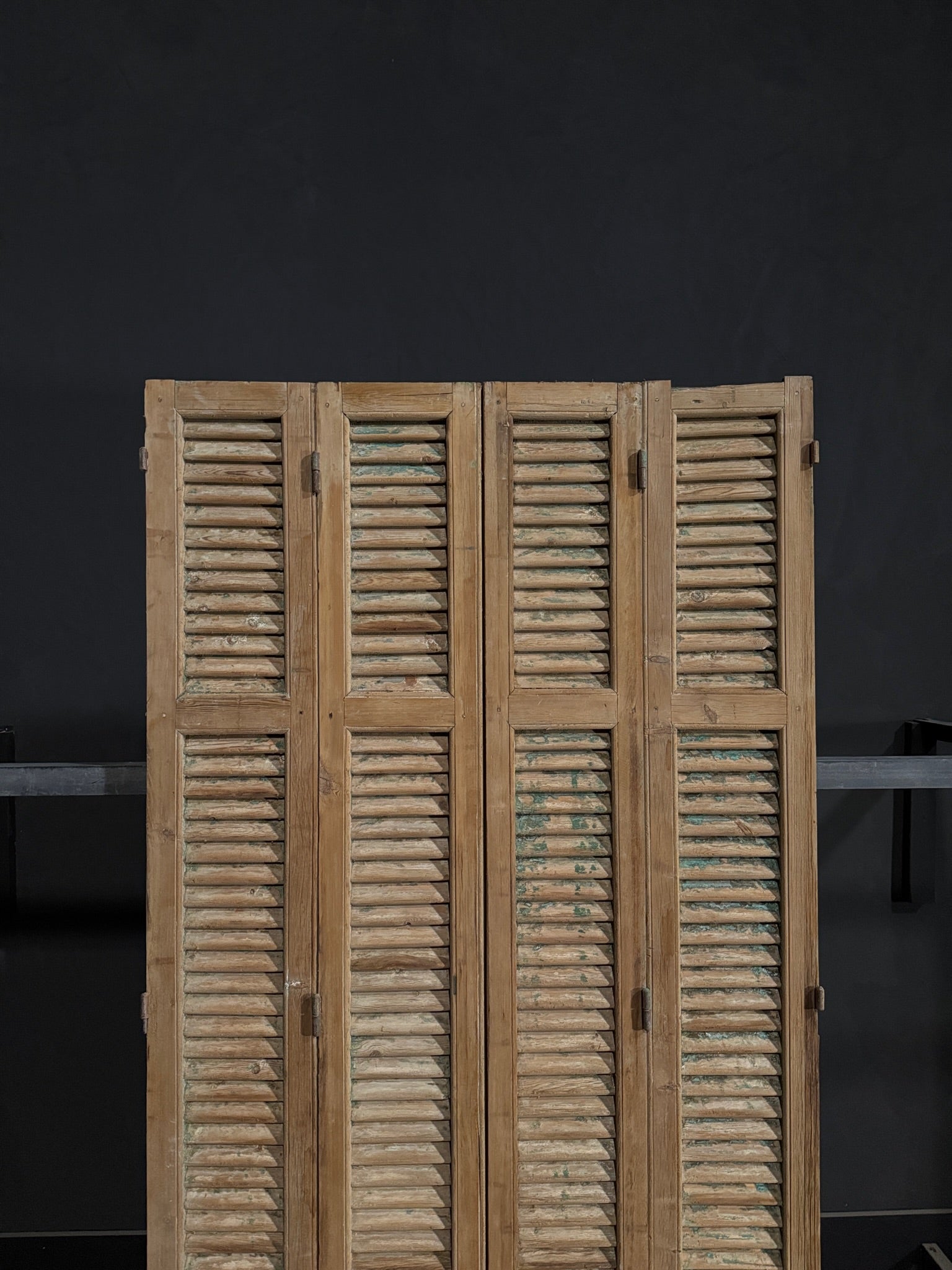 Antique Louvered 3 Panel Bi-Fold Doors - 44.25x85.5 - N302
