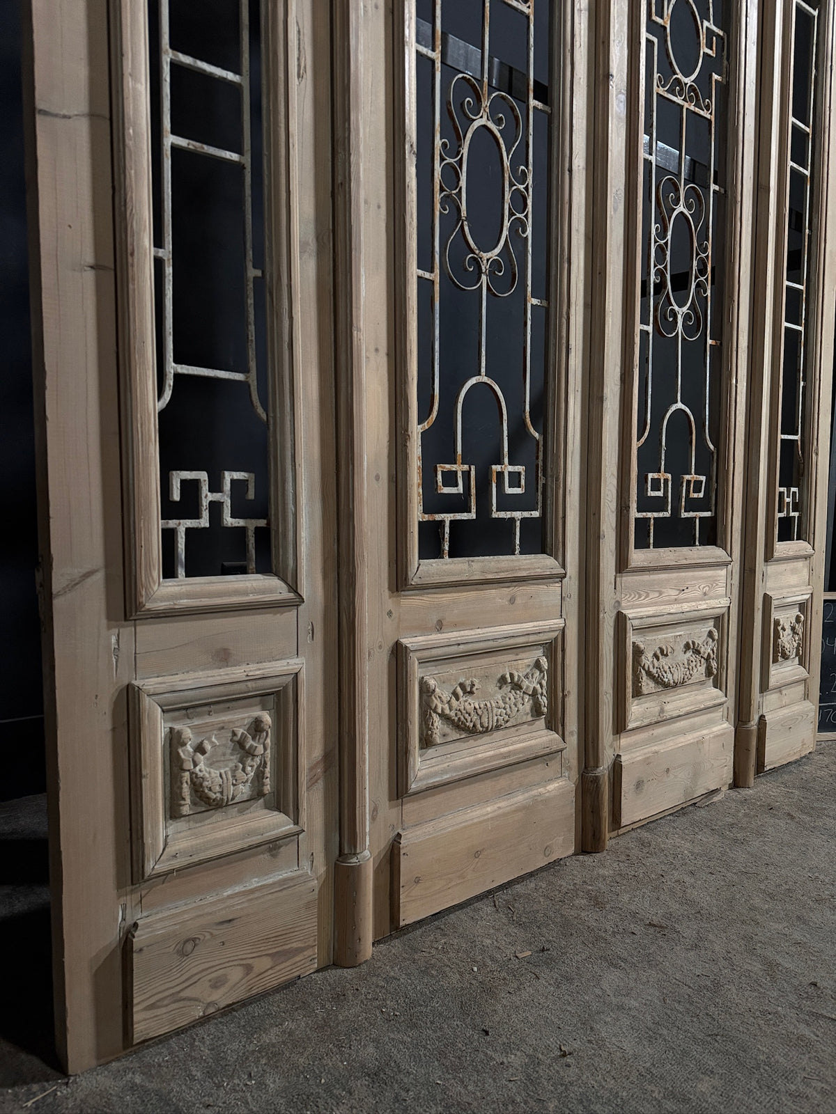 Antique Carved Iron French Doors - 82.25x104.5 - N709