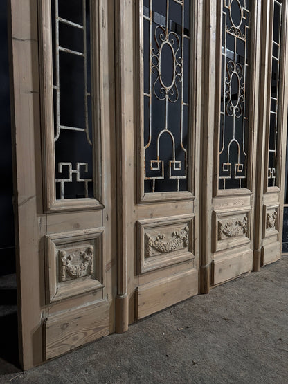 Antique Carved Iron French Doors - 82.25x104.5 - N709