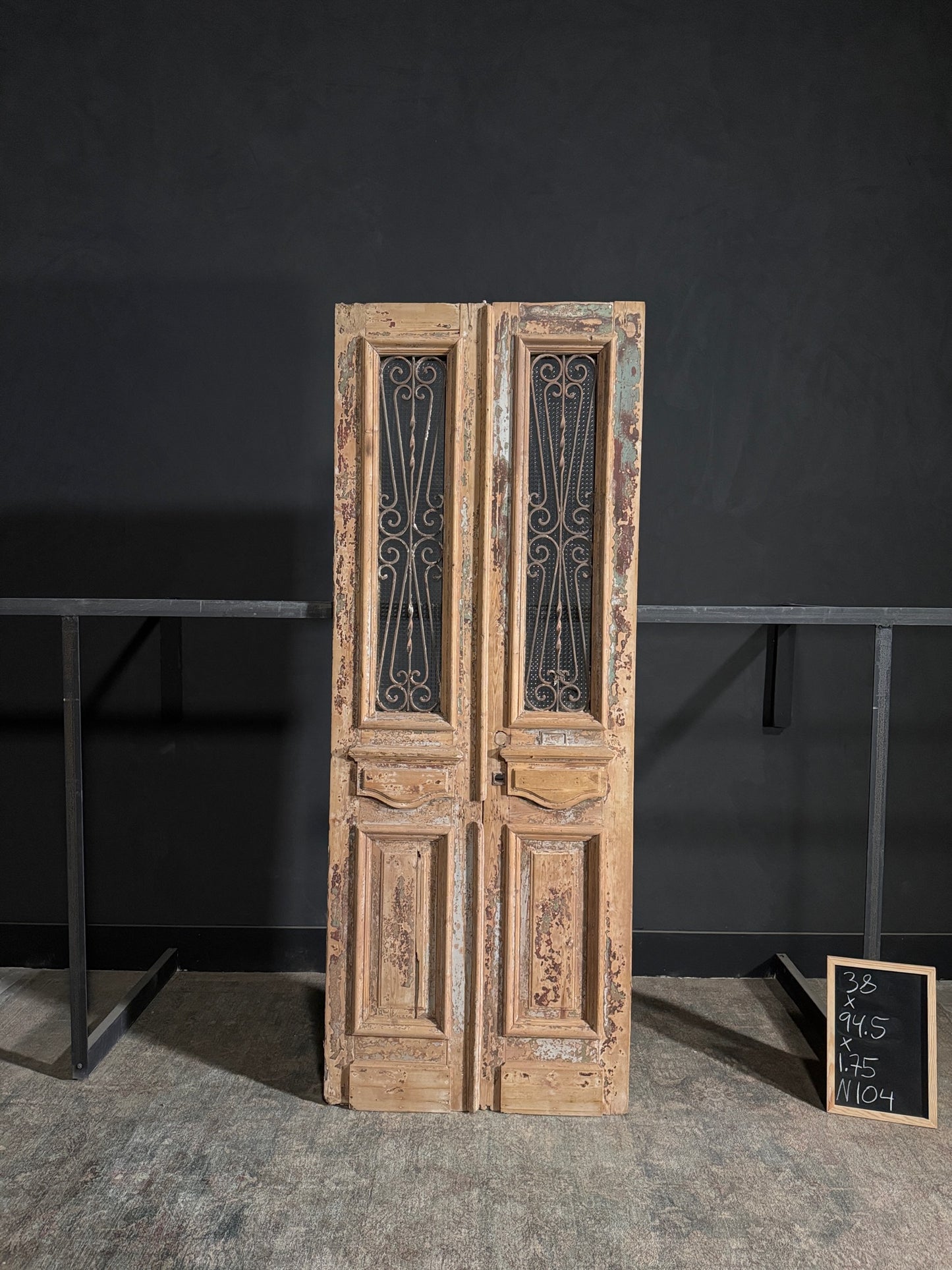 Antique Iron French Doors - 38x94.5 - N104