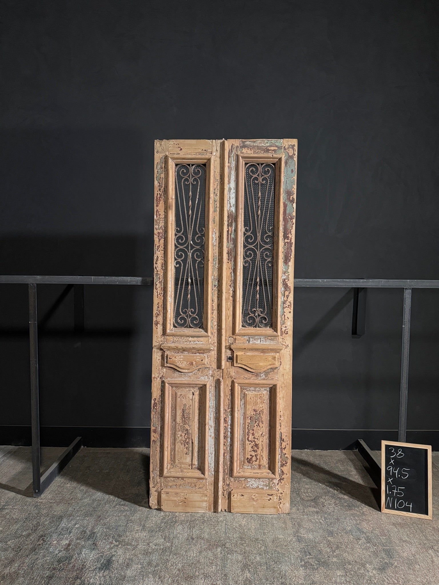 Antique Iron French Doors - 38x94.5 - N104