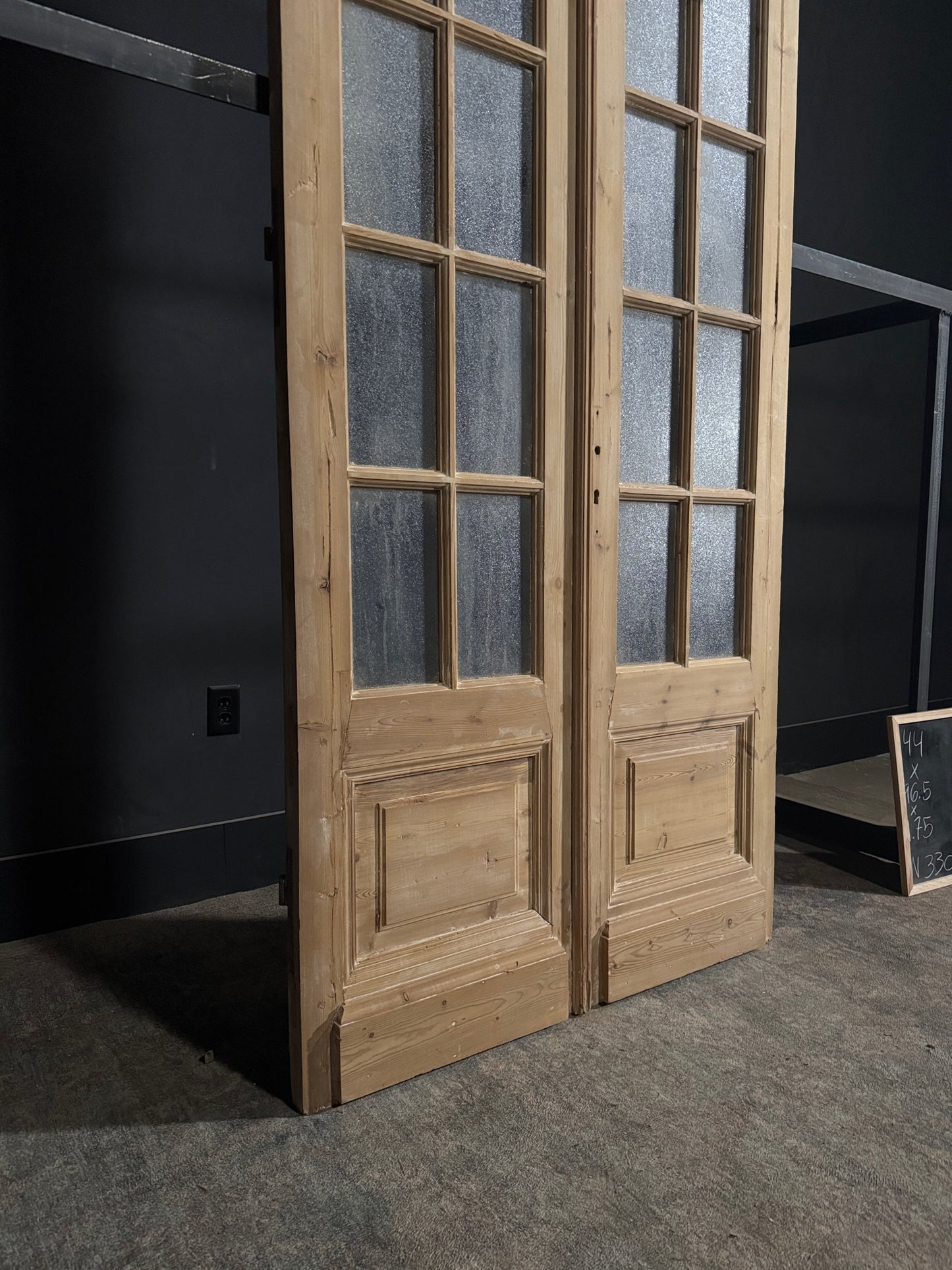 Antique Obscured Glass French Doors - 44x96.5 - N330