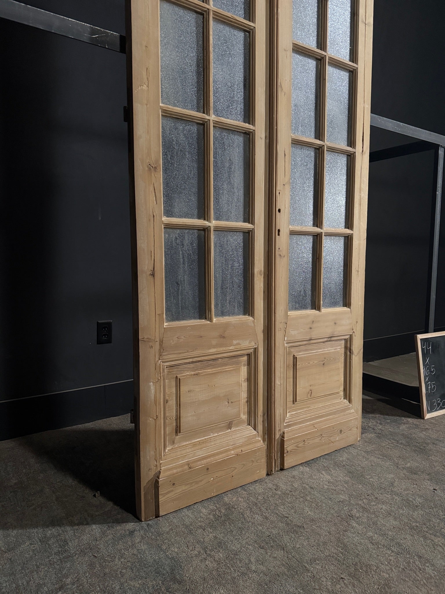 Antique Obscured Glass French Doors - 44x96.5 - N330