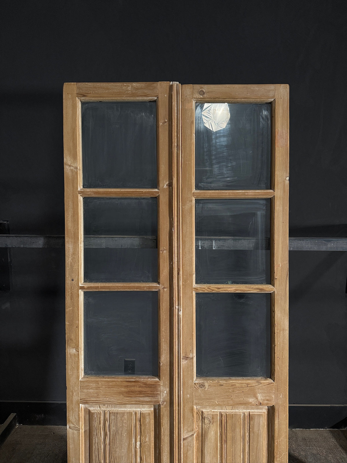 Antique Obscured Glass 3 Lite French Doors - 36.5x85.5 - N576
