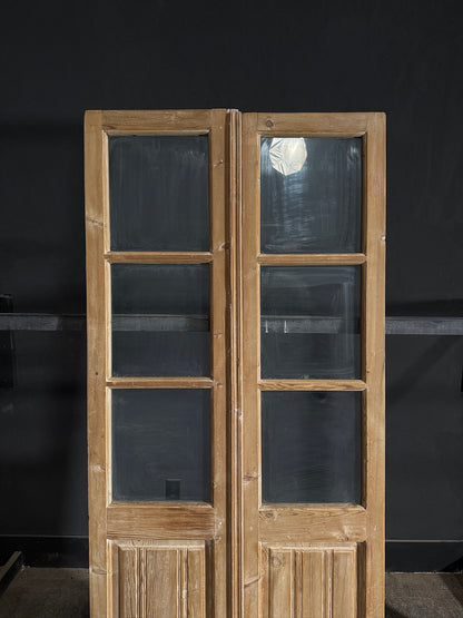 Antique Obscured Glass 3 Lite French Doors - 36.5x85.5 - N576