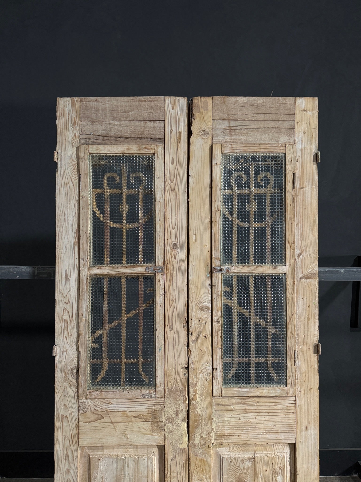 Antique Carved Iron French Doors - 41x87 - N82