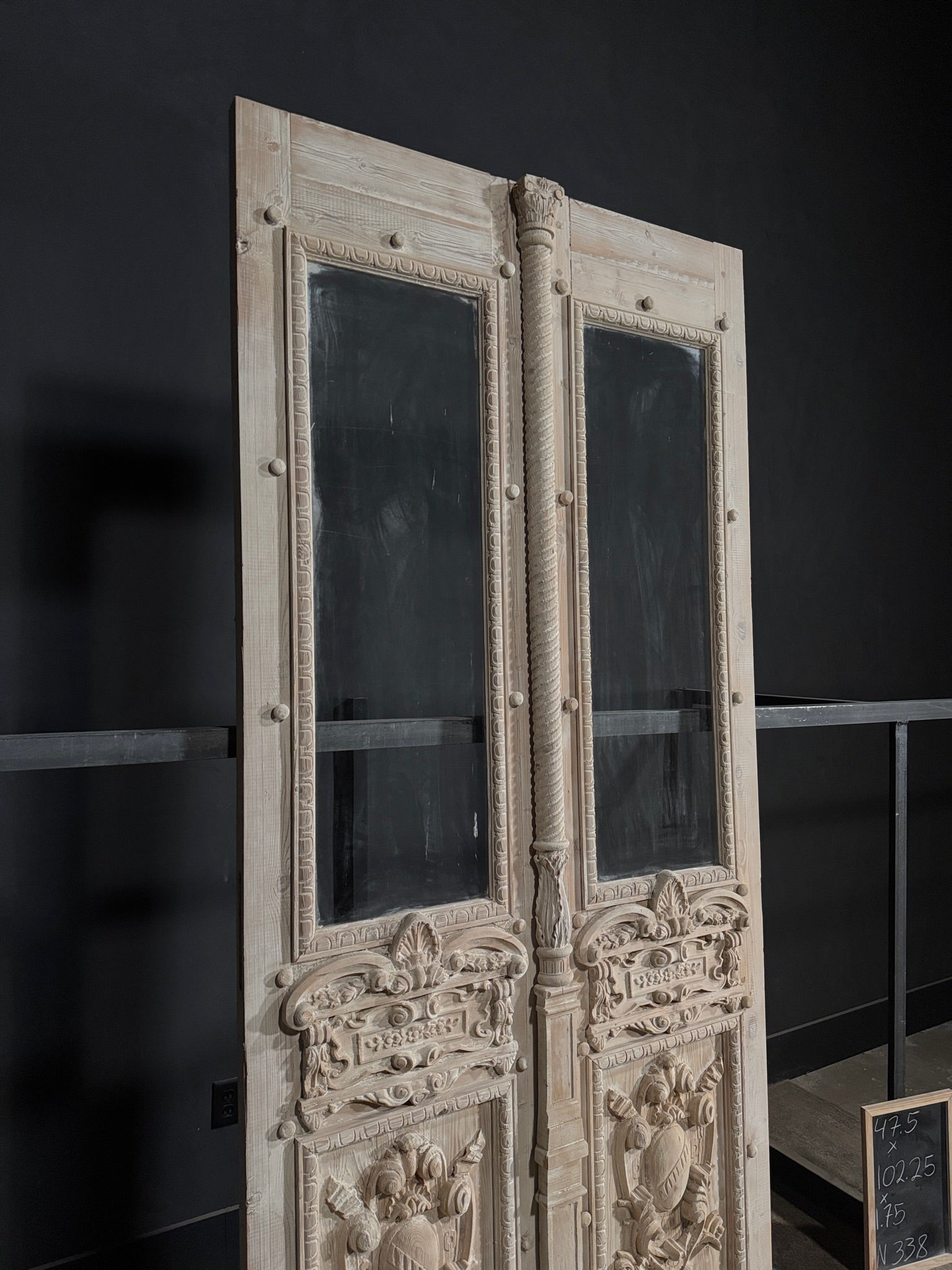 Antique Carved 1 Lite French Doors - 47.5x102.25 - N338