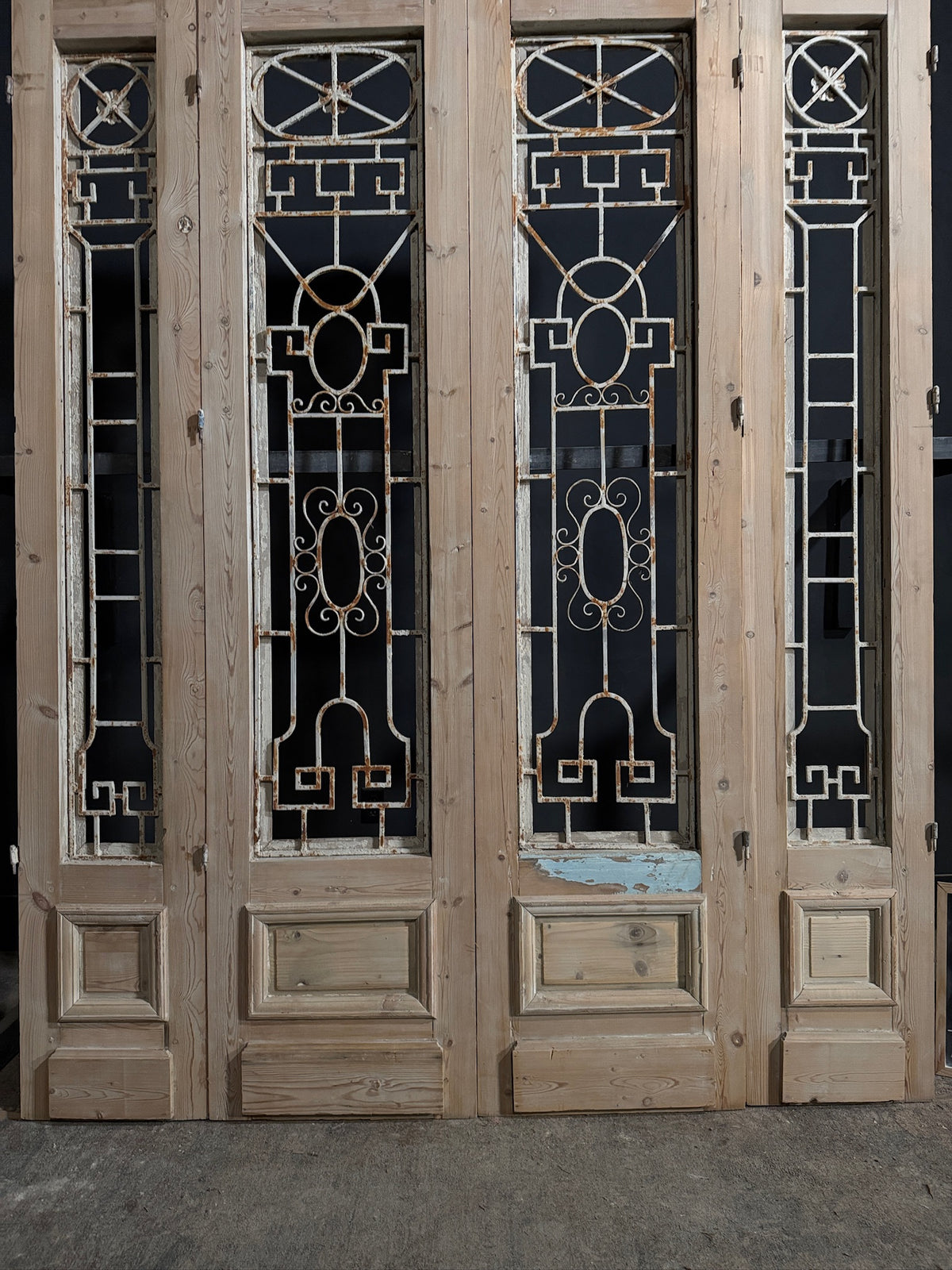 Antique Carved Iron French Doors - 82.25x104.5 - N709