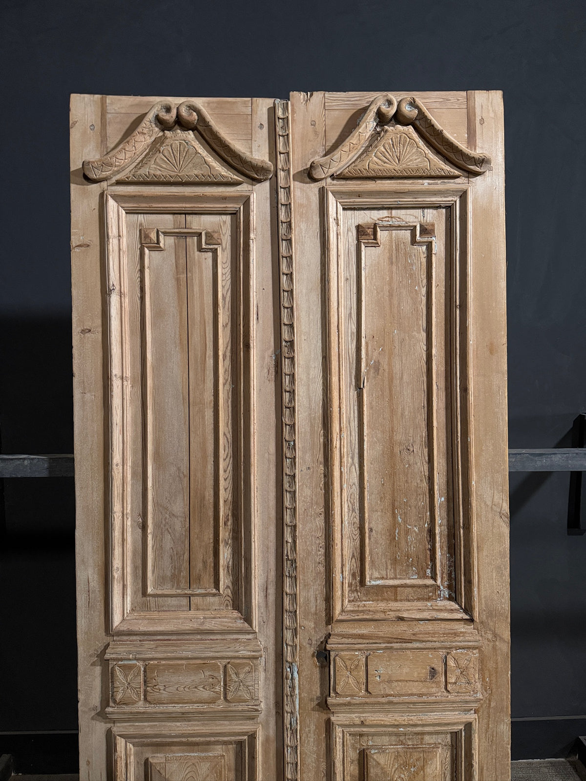 Antique Carved 3 Panel Double Doors - 42.75x96 - N711