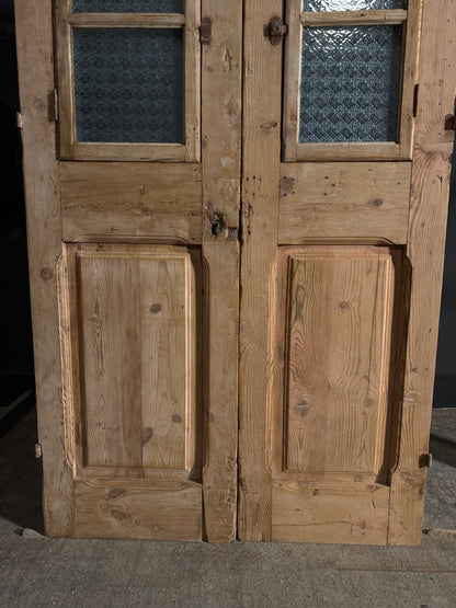 Antique Carved 2 Lite French Doors - 47.25x96 - N612