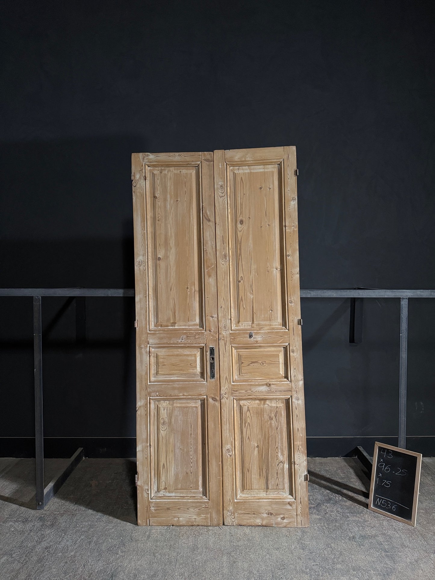 Antique 3 Panel Solid Double Doors - 43x96.25 - N536