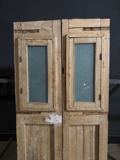Antique Architectural Textured Glass Double Doors - 47x88.25 - N745
