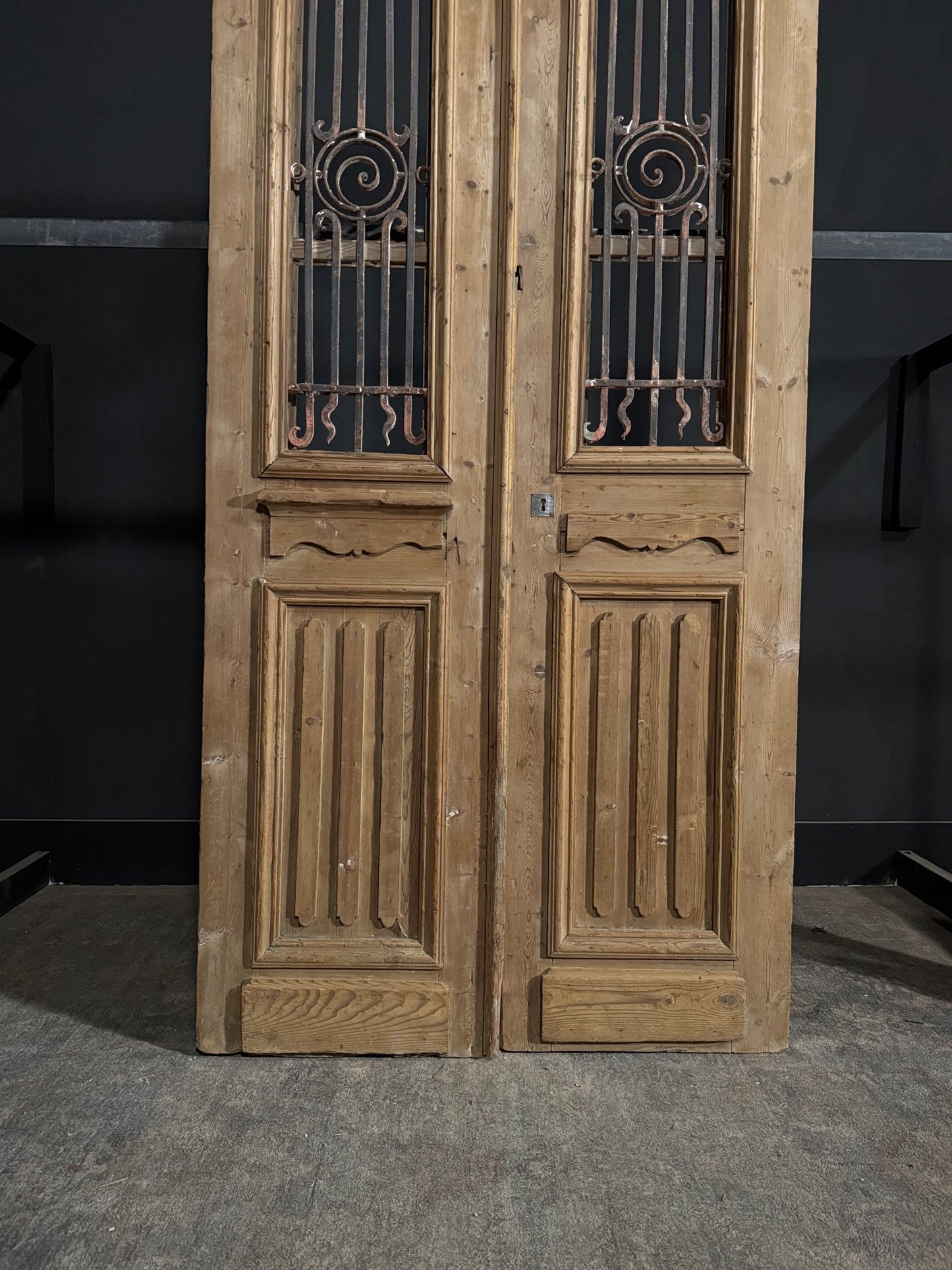 Antique Carved Iron French Doors - 42.5x95 - N278