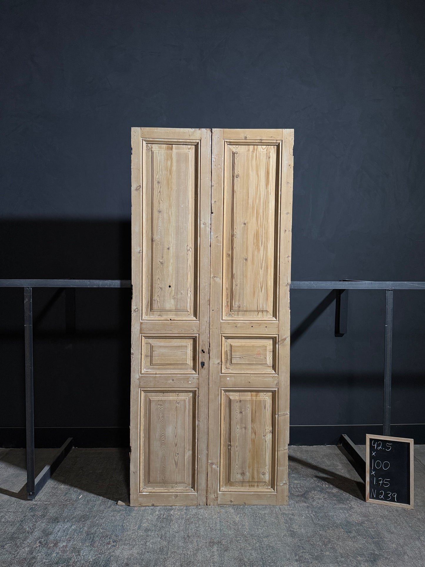 Antique 3 Panel Solid Double Doors - 42.5x100 - N239