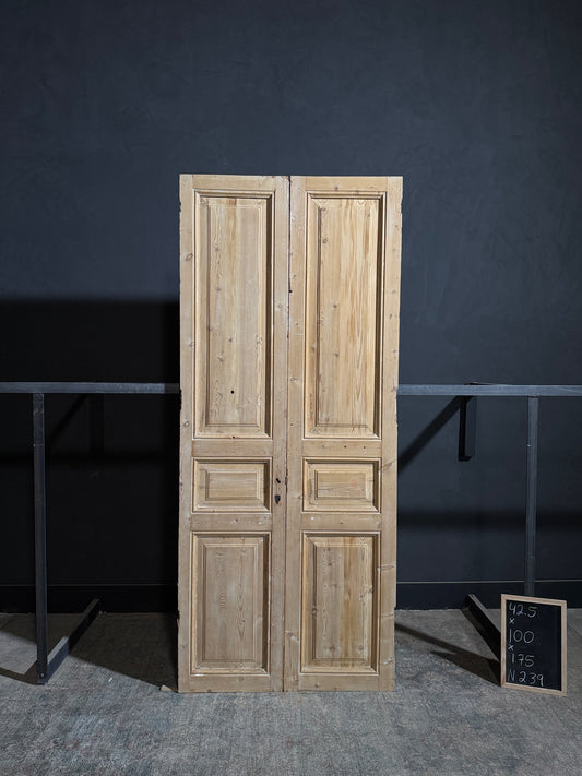 Antique 3 Panel Solid Double Doors - 42.5x100 - N239