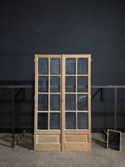 Antique Glass 8 Lite French Doors - 52.25x88 - N678
