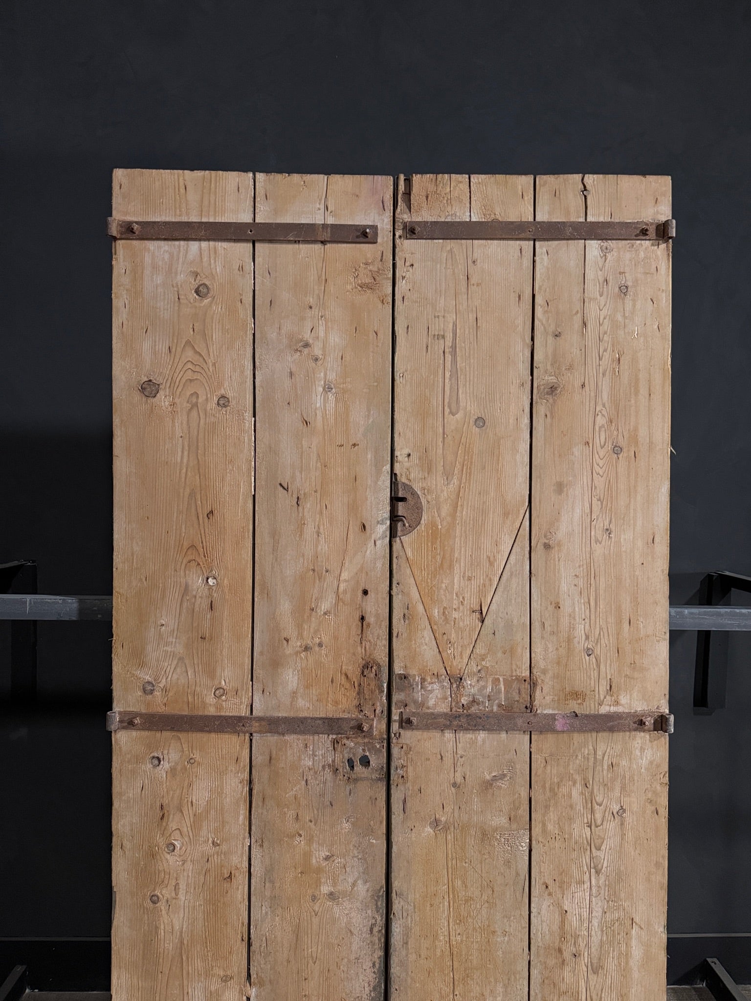 Antique Carved 4 Panel Double Doors - 49.5x98 - N116