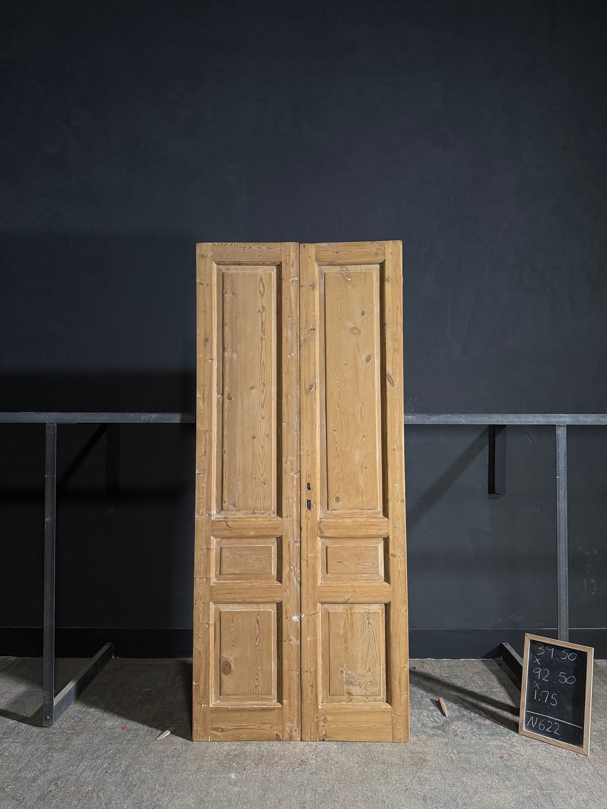Antique 3 Panel Solid Double Doors - 39.5x92.5 - N622