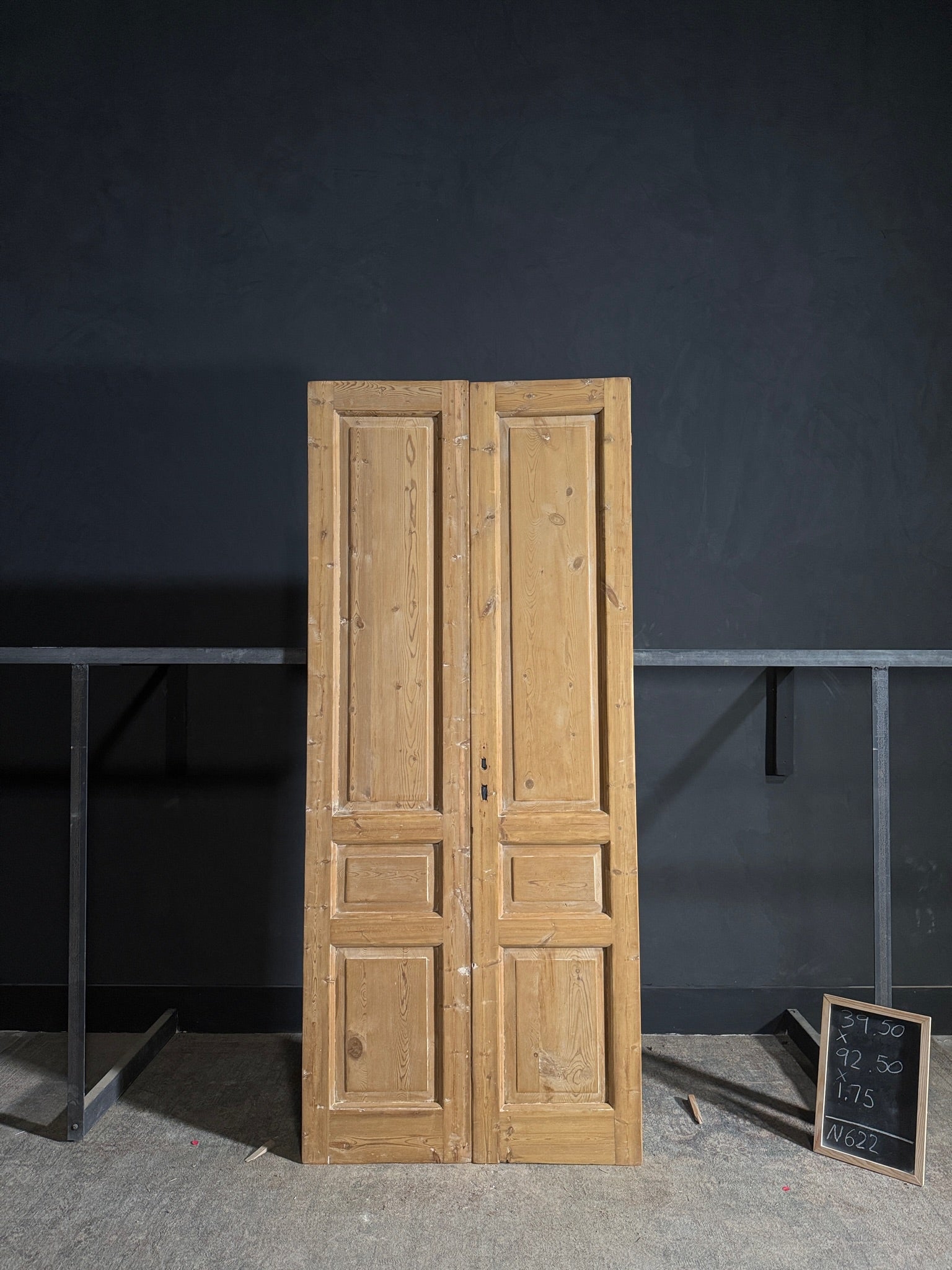 Antique 3 Panel Solid Double Doors - 39.5x92.5 - N622
