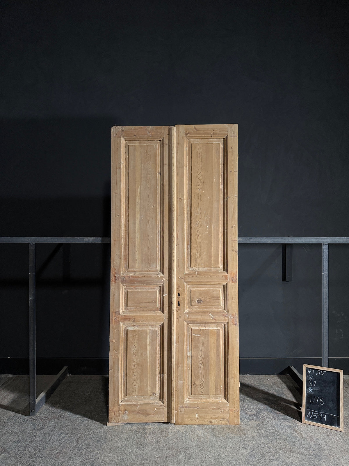 Antique 3 Panel Solid Double Doors - 41.75x97 - N594