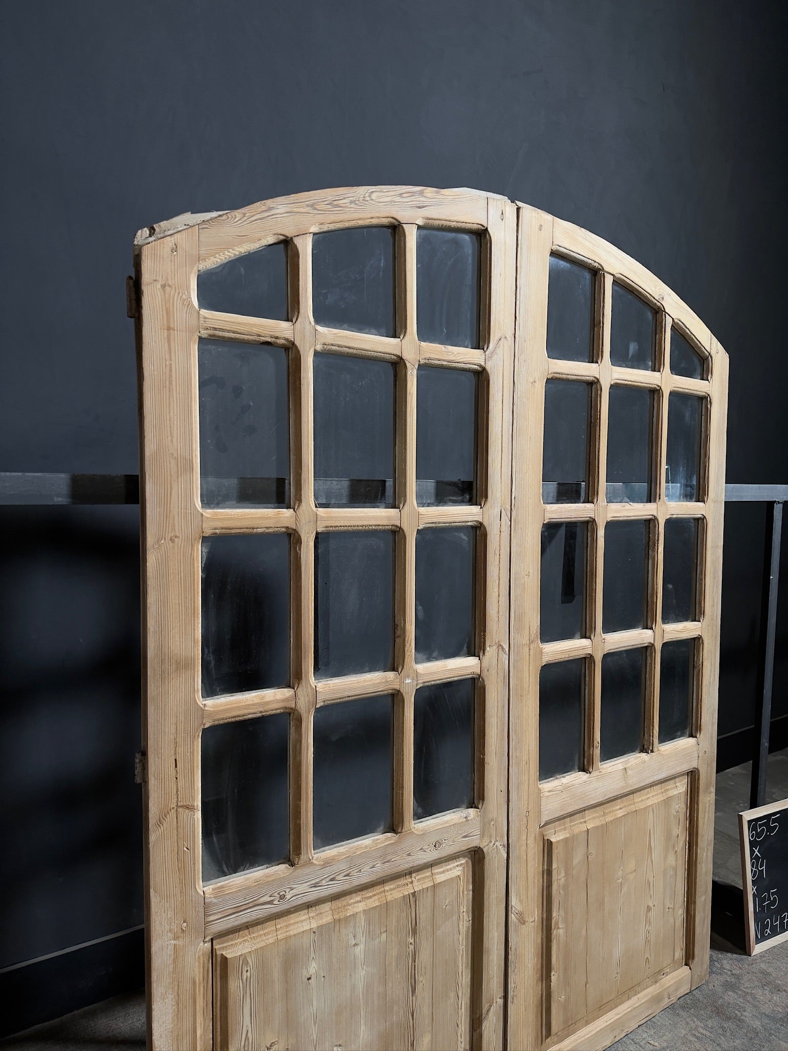 Antique Glass 11 Lite Arched French Doors - 65.5x84 - N247