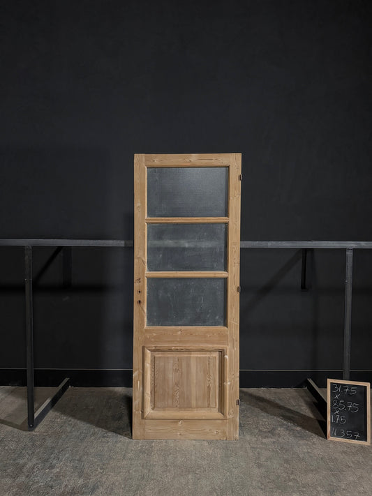 Antique Obscured Glass 3 Lite Single Door - 31.75x85.75 - N357