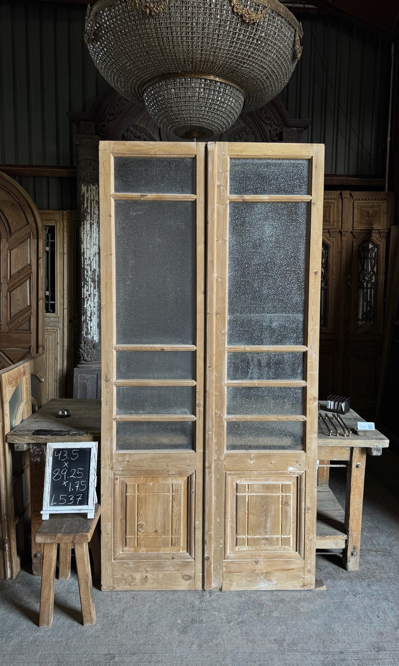 Antique Obscured Glass 10 Lite French Doors - 43.5x89.25 - L537