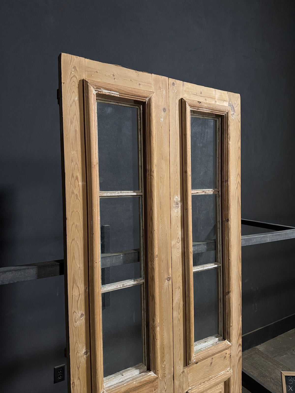 Antique Carved 3 Lite French Doors - 39.25x92.5 - N687