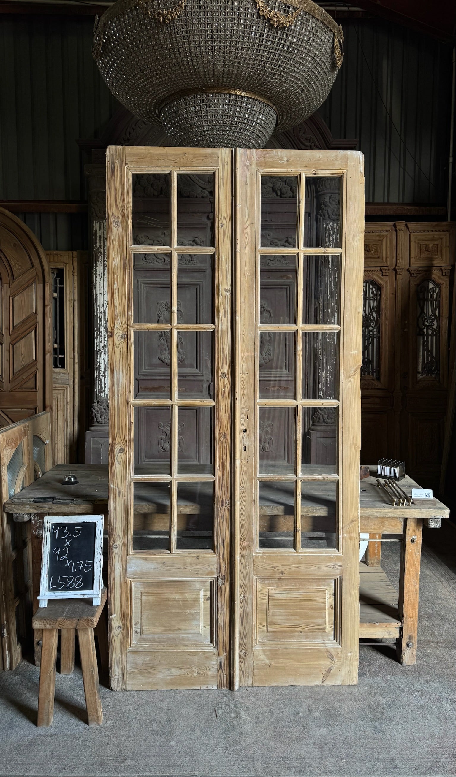 Antique Glass 20 Lite French Doors - 43.5x92 - L588