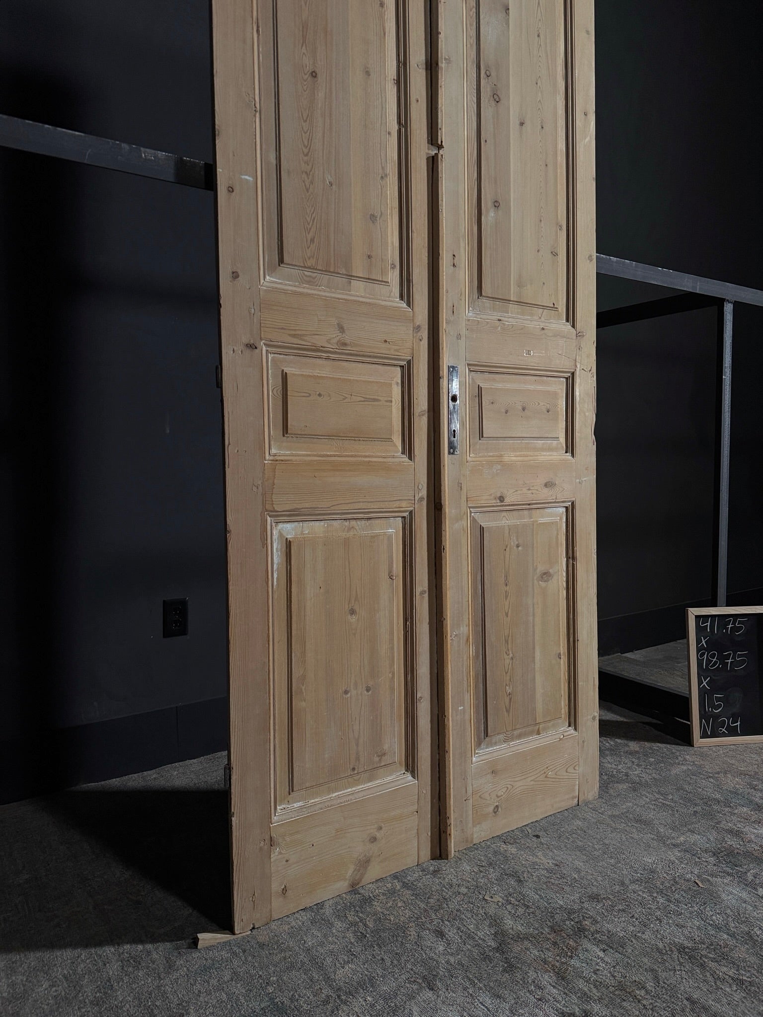 Antique Iron 3 Panel Double Doors - 41.75x98.75 - N24