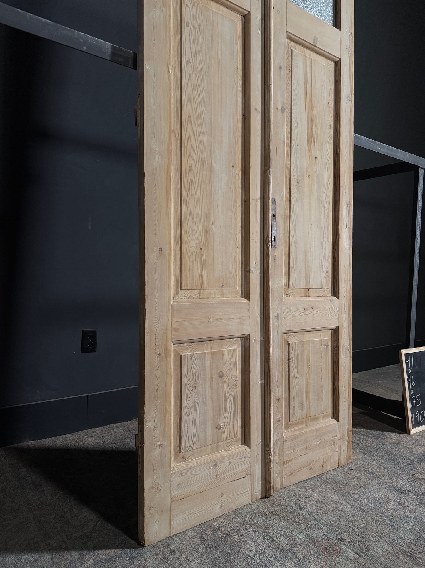 Antique Obscured Glass 3 Lite French Doors - 41x96 - N90
