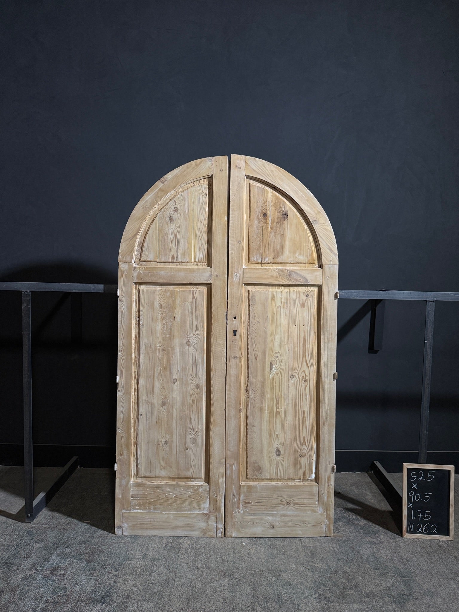 Antique Carved 2 Panel Arched Double Doors - 52.5x90.5 - N262