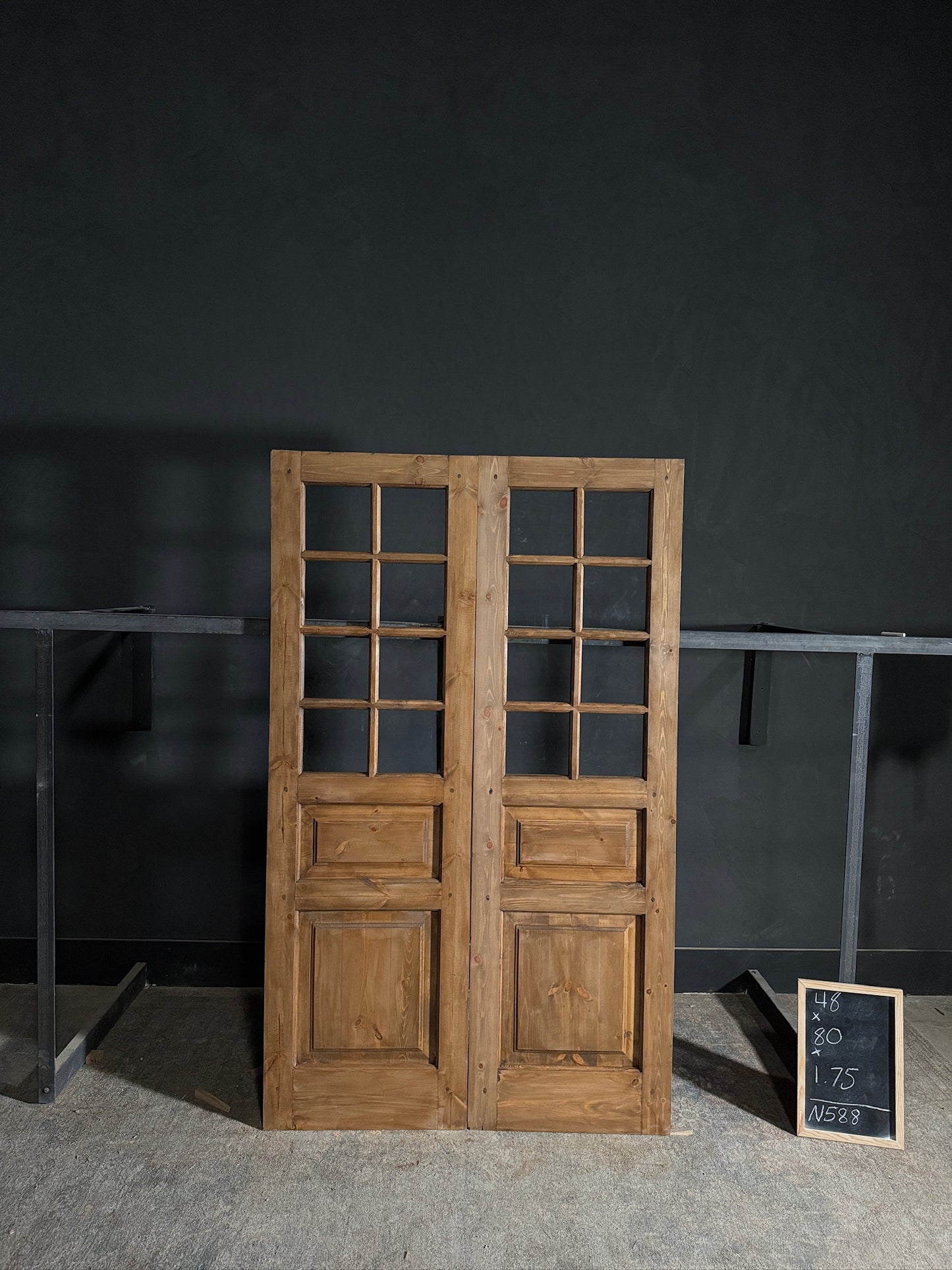 Waxed Handcrafted Glass 8 Lite French Doors - 48x80 - N588