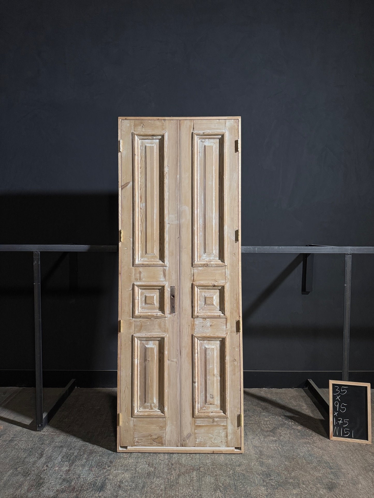 Antique 3 Panel Solid Double Doors - 35x95 - N151