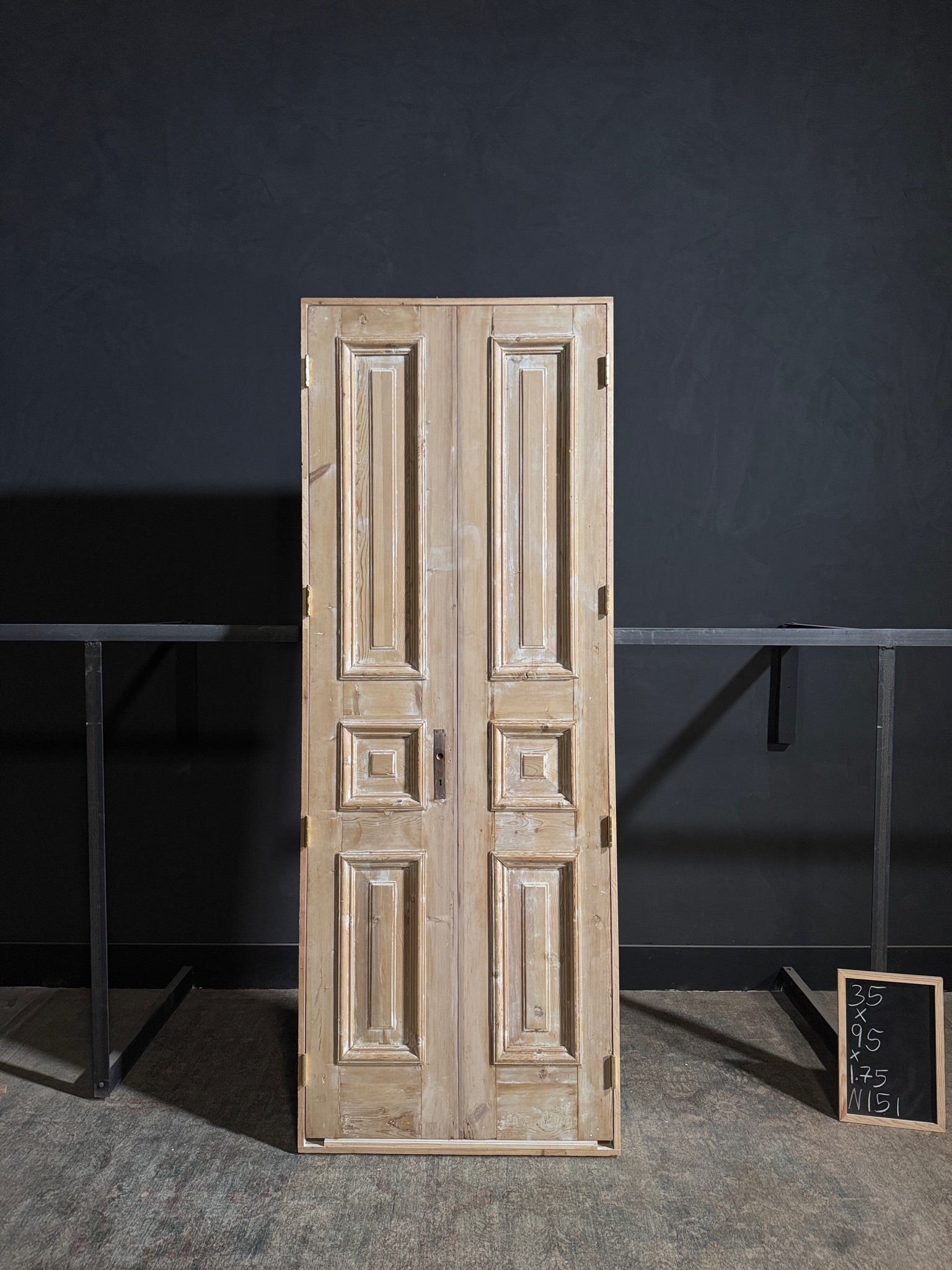 Antique 3 Panel Solid Double Doors - 35x95 - N151
