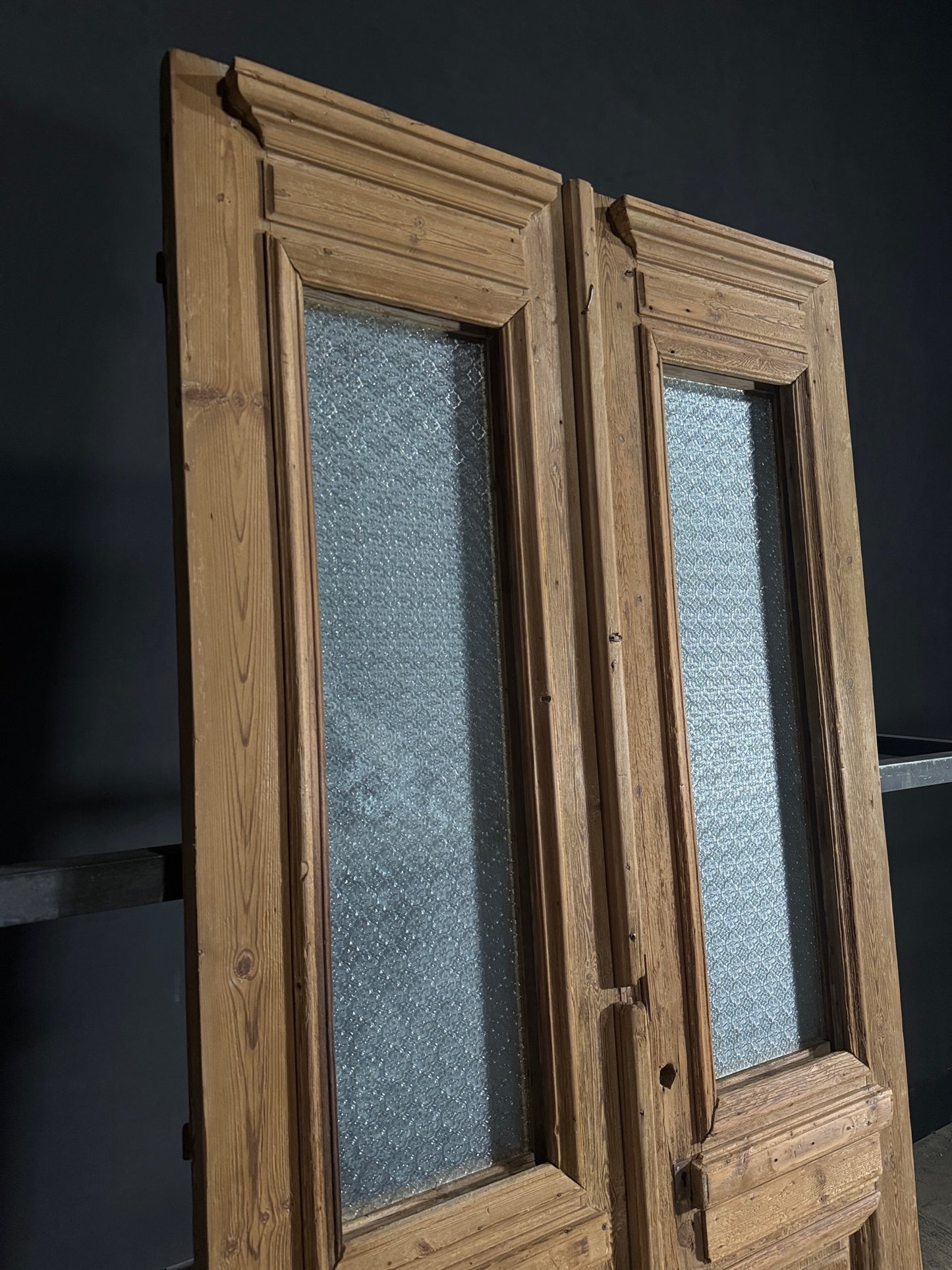 Antique Obscured Glass 1 Lite French Doors - 45.75x95 - N572