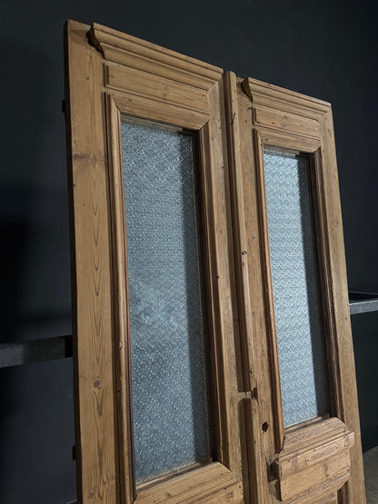 Antique Obscured Glass 1 Lite French Doors - 45.75x95 - N572