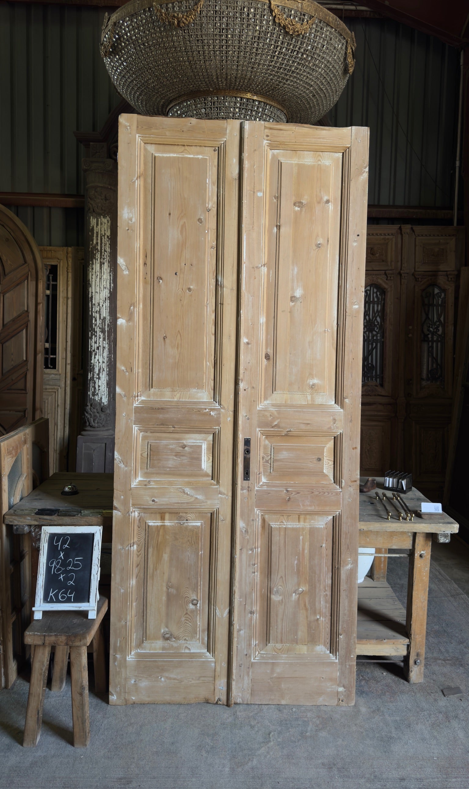 Antique 4 Panel Double Doors - 42x98.25 - K64