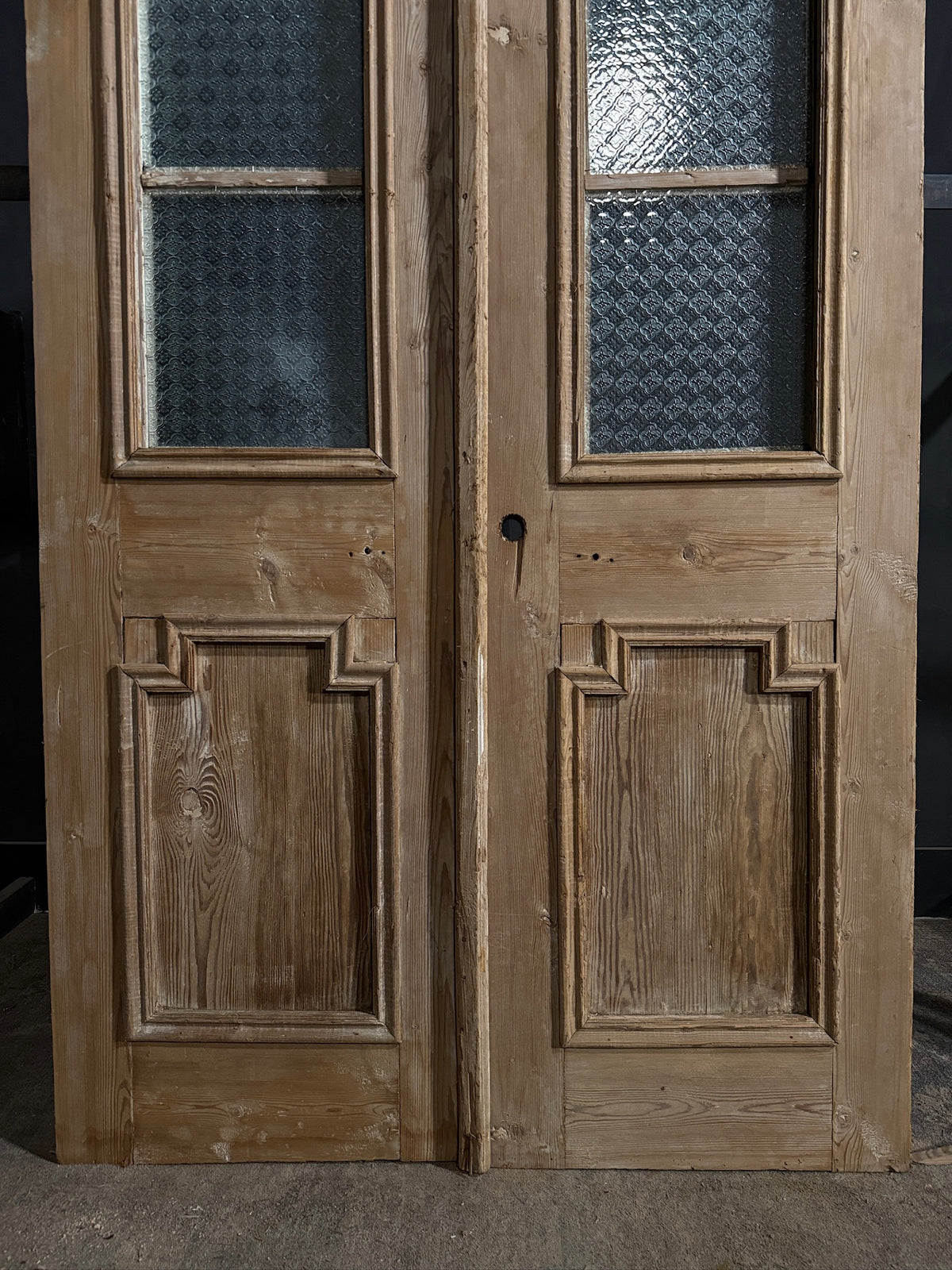 Antique Architectural Textured Glass French Doors - 51.75x85 - N752