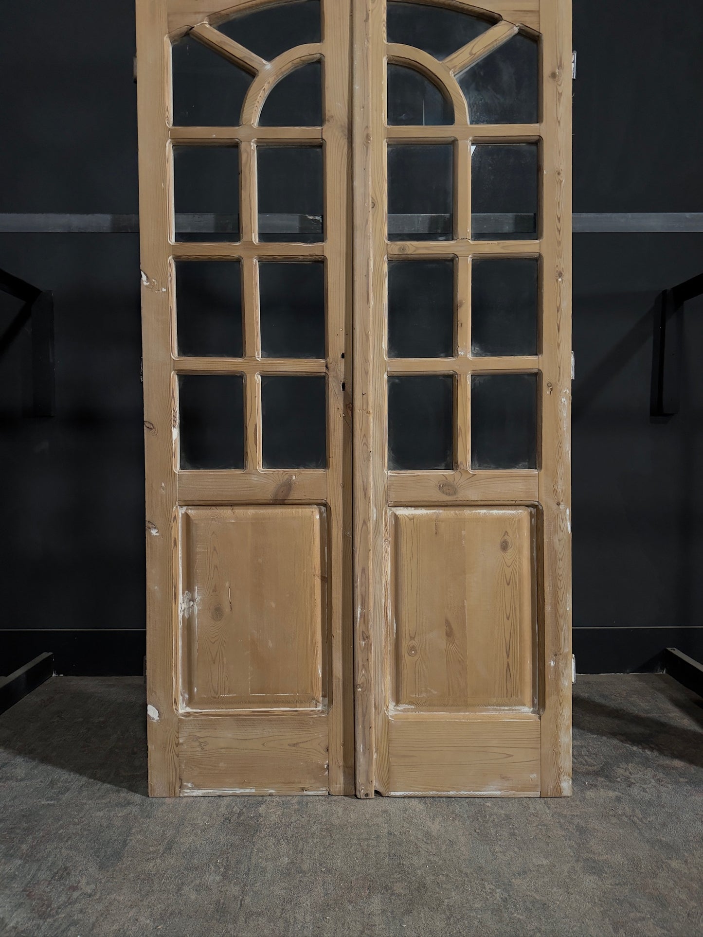 Antique Glass 7 Lite Arched French Doors - 43.5x85 - N289