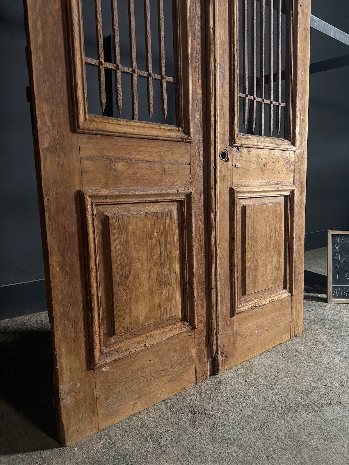 Antique Carved Iron French Doors - 47.25x92.5 - N664
