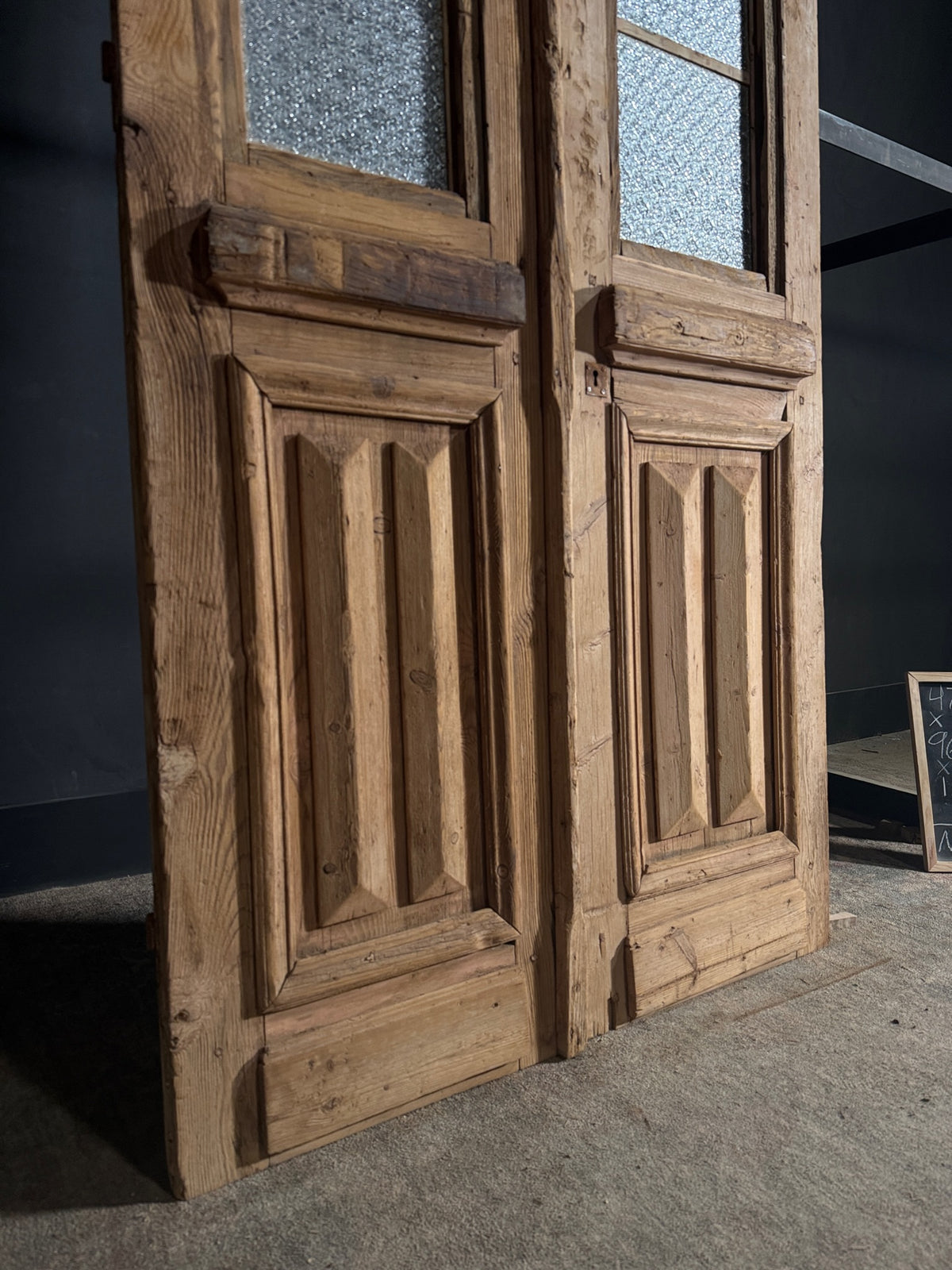 Antique Carved 2 Lite French Doors - 47.25x96 - N612