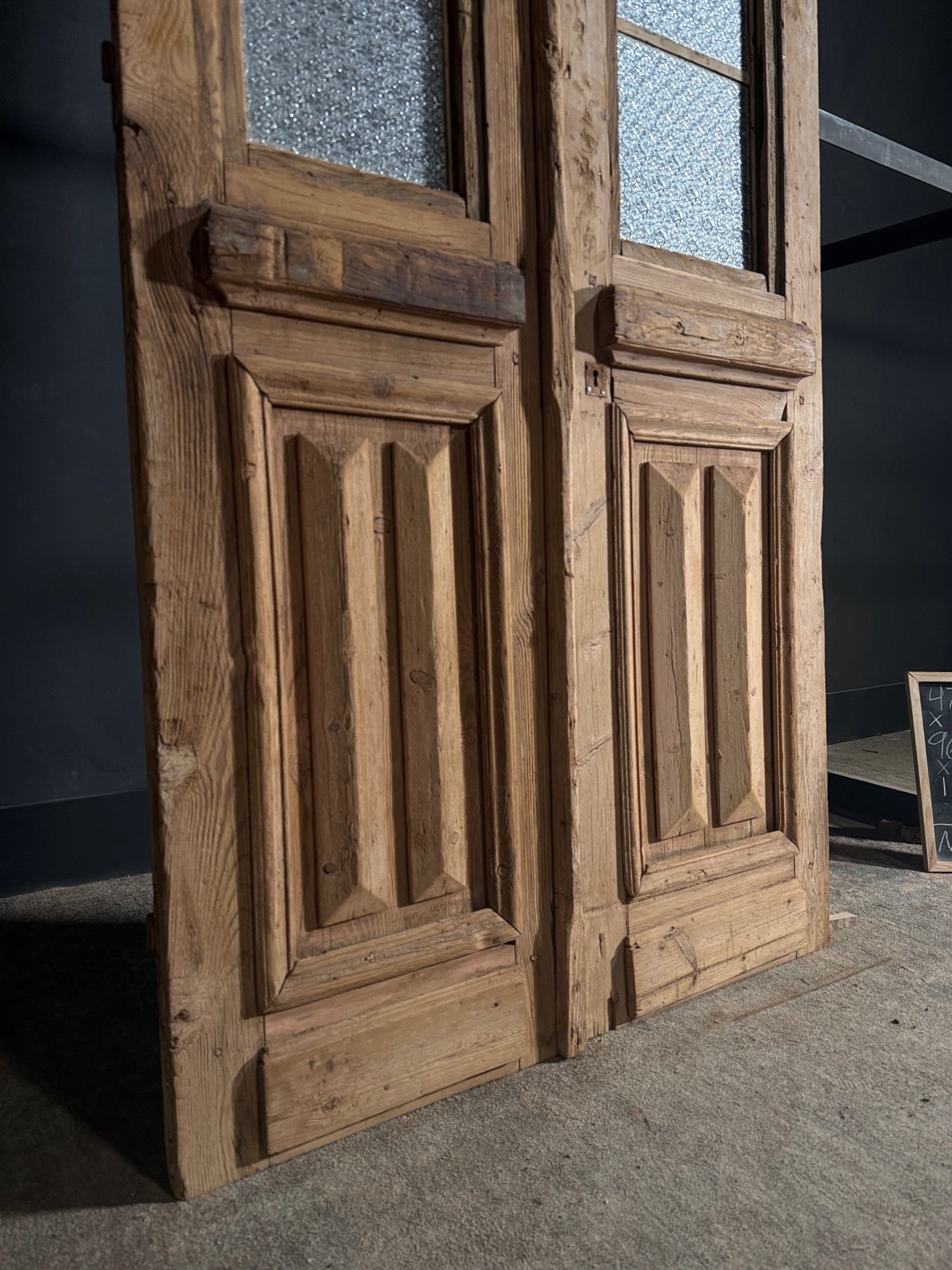 Antique Carved 2 Lite French Doors - 47.25x96 - N612
