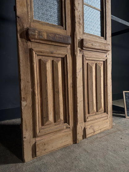 Antique Carved 2 Lite French Doors - 47.25x96 - N612