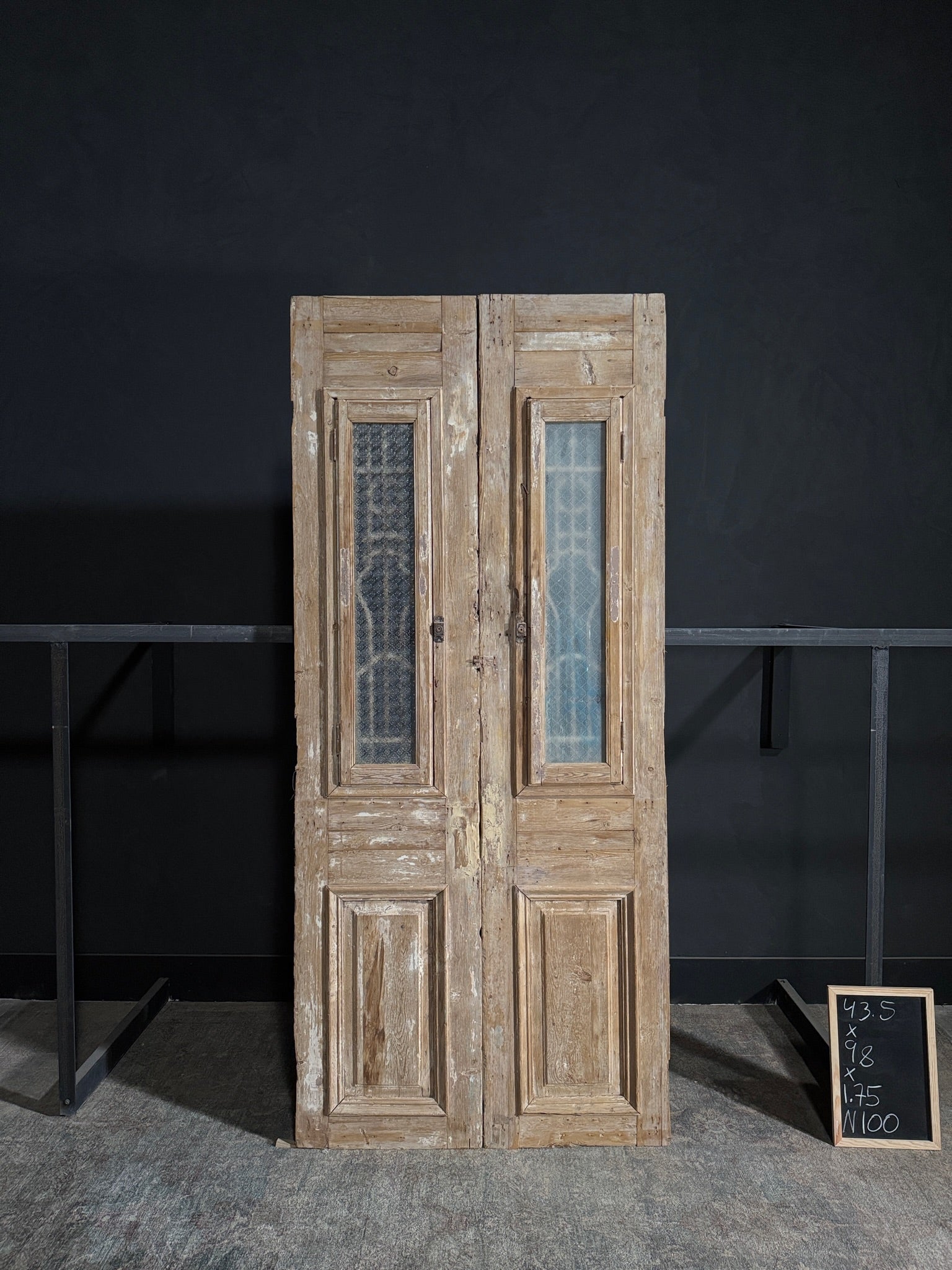 Antique Carved Iron French Doors - 43.5x98 - N100