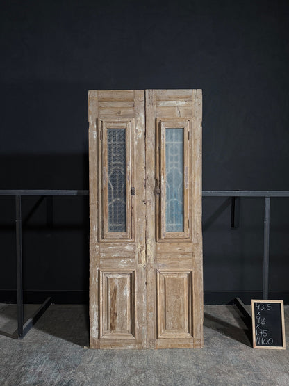 Antique Carved Iron French Doors - 43.5x98 - N100