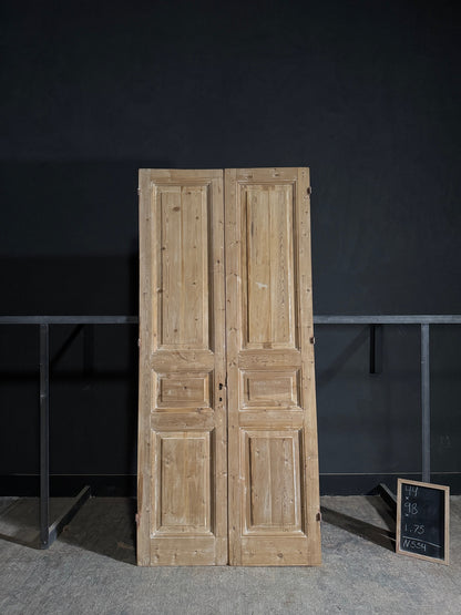 Antique 3 Panel Solid Double Doors - 44x98 - N554