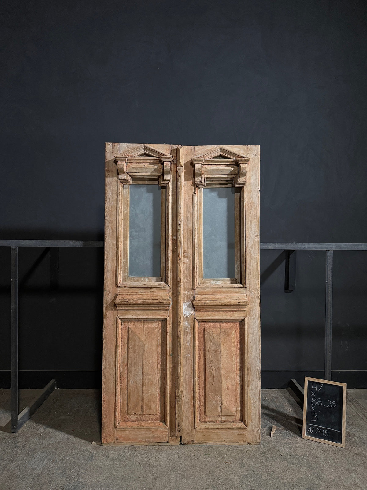 Antique Architectural Textured Glass Double Doors - 47x88.25 - N745