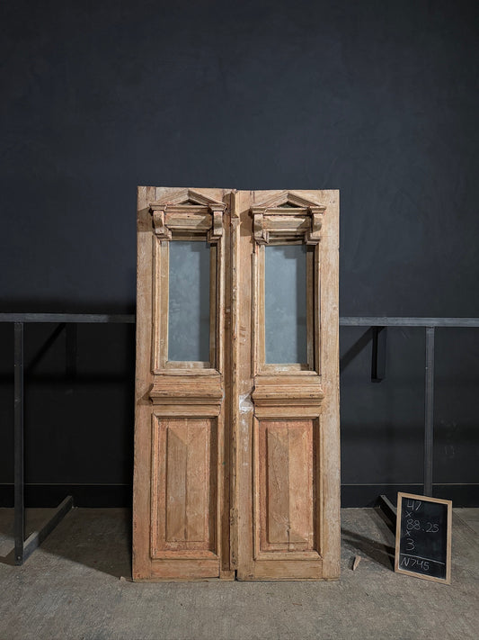 Antique Architectural Textured Glass Double Doors - 47x88.25 - N745